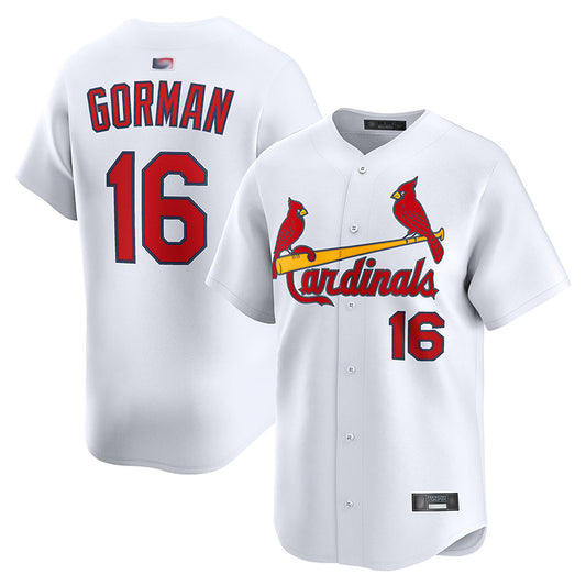 St.Louis Cardinals #16 Nolan Gorman Player White Limited Home Baseball Jerseys