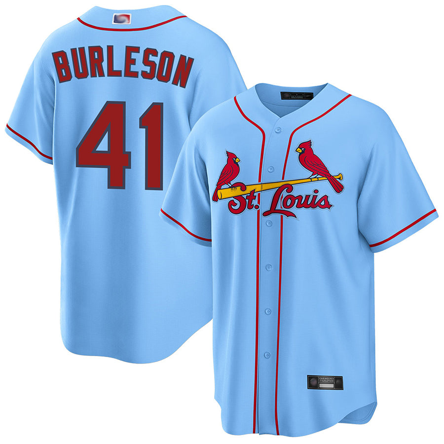 St.Louis Cardinals #41 Alec Burleson Player Light Blue Replica Home Baseball Jerseys
