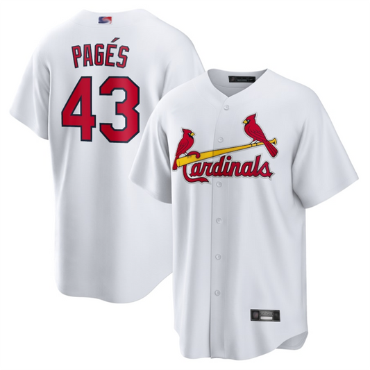St.Louis Cardinals #43 Pedro Pagés Player White Home Replica Baseball Jerseys