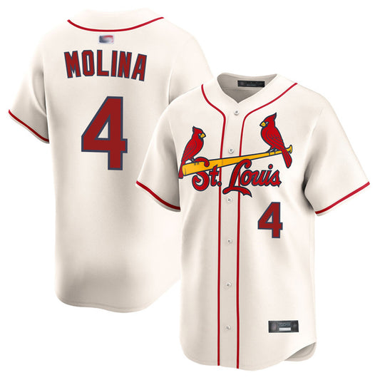 St.Louis Cardinals #4 Yadier Molina Player Cream Limited Home Baseball Jerseys