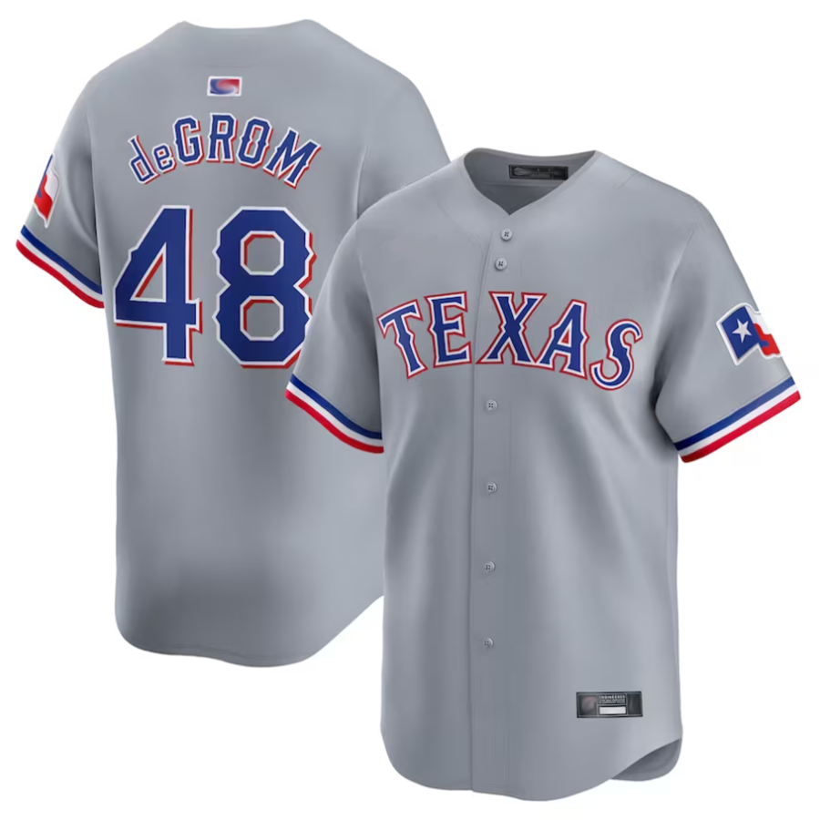 T.Rangers #48 Jacob deGrom Player Gray Limited Baseball Jerseys