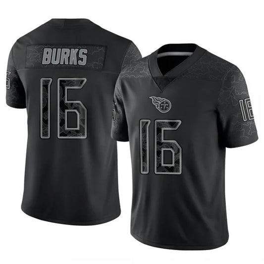 T.Titans #16 Treylon Burks Player Black REFLECTIVE Limited Football Jerseys