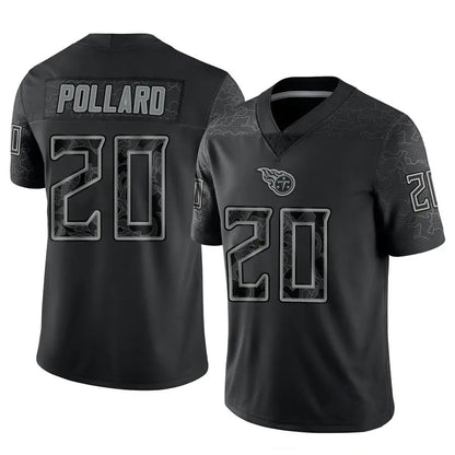 T.Titans #20 Tony Pollard Player Black RFLCTV Limited Football Jerseys