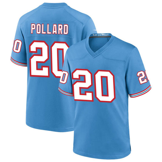 T.Titans #20 Tony Pollard Player Light Blue Throwback Alternate Game Football Jerseys