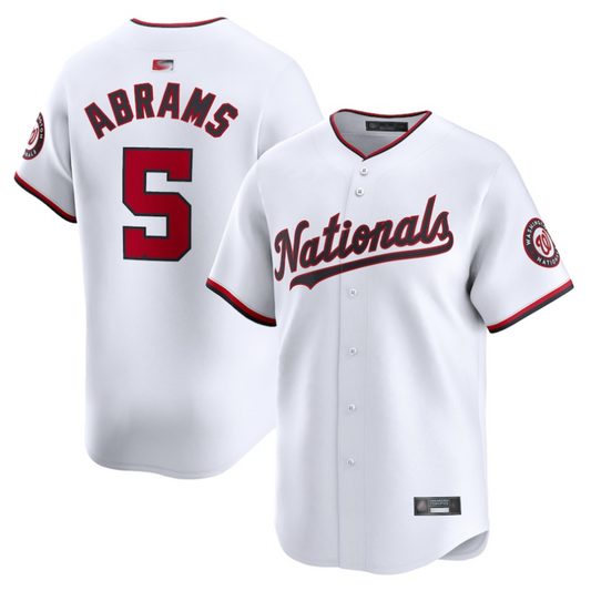 W.Nationals #5 CJ Abrams Player White Home Limited Baseball Jerseys