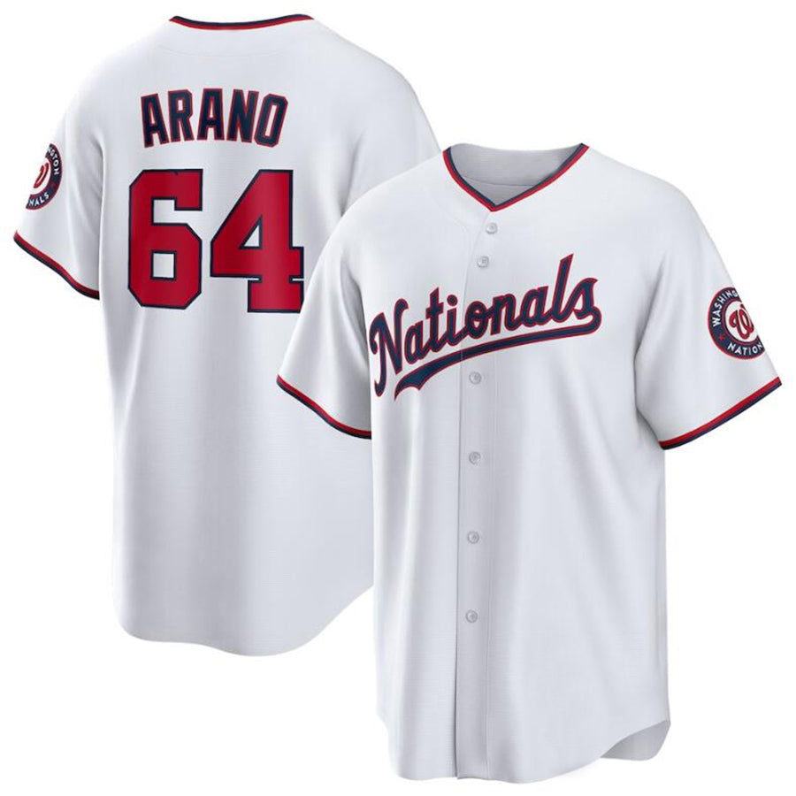 W.Nationals #64 Víctor Arano Player White Home Replica Baseball Jerseys